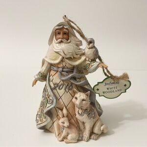 Jim Shore White Woodland 2016 Christmas Ornament Santa w/ Animals